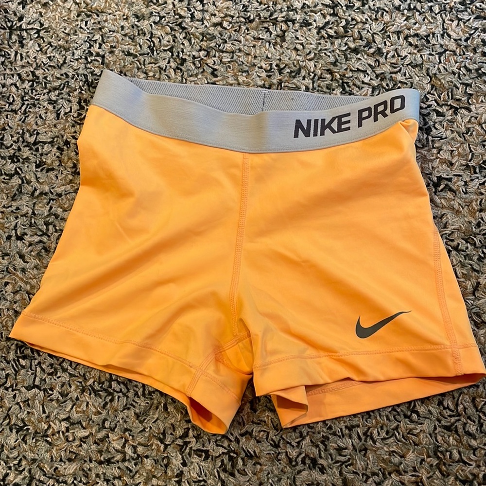 Nike pro orange spandex shorts